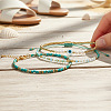 3Pcs 3 Styles Brass & Glass & Natural Green Aventurine Beaded Braclet Set WN5918-1-2