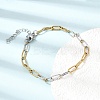 4MM Two Tone 304 Stainless Steel Textured Paperclip Chain Bracelets for Man and Women SA-CBAB767-13GP-1
