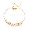 Adjustable Brass Beaded Slider Bracelets for Women BJEW-T022-22G-5