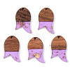 Transparent Resin & Walnut Wood Pendants RESI-S389-060B-B01-1
