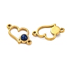 Ion Plating(IP) 304 Stainless Steel Pave Natural Mixed Stone Heart Connector Charms STAS-Z100-14G-2