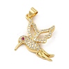 Rack Plating Brass Micro Pave Cubic Zirconia Pendants KK-E072-18G-1