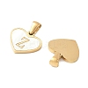 304 Stainless Steel Pave Natural White Shell Heart with Initial Slice Pendants STAS-R168-25G-Z-2