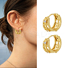 1 Pair Brass Micro Pave Clear Cubic Zirconia Hoop Earrings EJEW-LP0004-68G-1