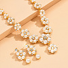 Flower Alloy Crystal Rhinestone & Plastic Pearl Link Chain Necklaces & Stud Dangle Earrings Sets FS-WGC22CC-01-1