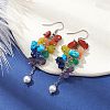 Natural Mixed Gemstone Chips Cluster Earrings EJEW-JE05467-2