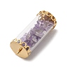 Glass Tube with Natural Amethyst Chip Beads Inside Pendants LS-FIND-B054-01G-02-2
