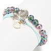 2Pcs 2 Style Natural Lava Rock & Synthetic Hematite Stretch Bracelets Set with Alloy Shell BJEW-JB08028-5