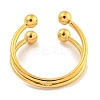 Ion Plating(IP) Round Ball 304 Stainless Steel Open Cuff Finger Rings for Women RJEW-P114-11G-3