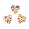 3Pcs 3 Colors Brass Micro Pave Cubic Zirconia Beads KK-YW0003-06-1
