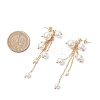 Brass Shell Pearl Round Dangle Stud Earrings EJEW-TA00729-4