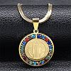 Colorful Rhinestone Saint Benedict Pendant Necklaces NJEW-G123-01G-1