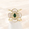 Brass Micro Pave Cubic Zirconia Cuff Rings for Women RJEW-F186-03G-1