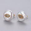 Natural Pearl Stud Earrings EJEW-L231-12G-1