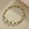 Brass Round Beaded Stretch Bracelets for Women Men LS-BJEW-Z129-01GP-1