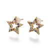 Brass Cubic Zirconia Stud Earrings EJEW-E239-04G-2