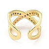 Cubic Zirconia Criss Cross Open Cuff Ring RJEW-E046-23G-01-3
