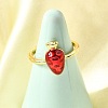 Brass Enamel Cuff Open Rings for Women RJEW-F184-13A-G-1