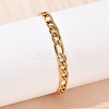 304 Stainless Steel Figaro Chain Bracelets for Women BJEW-G757-15G-3