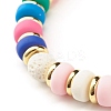Heart Pattern & Heishi Beads Stretch Bracelets for Women BJEW-JB07191-5