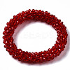 Faceted Transparent Glass Beads Stretch Bracelets BJEW-S144-002F-02-2