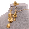 Teardrop Brass Pendant Necklace & Hoop Earrings & Finger Ring for Women FS-WGC4231-01-1
