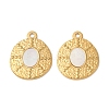 304 Stainless Steel Natural White Shell Pendants STAS-L288-05G-02-1