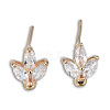 Brass Pave Clear Cubic Zirconia Stud Earring Findings LS-X-KK-N235-041-3