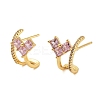 Rack Plating Heart Brass Stud Earrings EJEW-N055-32G-RS-1