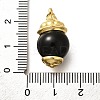Brass & Natural Black Agate(Dyed & Heated) Pendants KK-Q043-22G-3