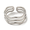 Non-Tarnish 304 Stainless Steel Triple Lines Open Cuff Ring LS-RJEW-C067-07P-2