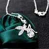 Silver Plated Brass Cubic Zirconia Fairy Pendant Necklaces NJEW-BB03304-3