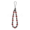 Round Natural Lava Rock & Heart Glass Beaded Mobile Straps HJEW-TA00027-1