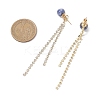 3 Pairs Brass Rhinestone Round Tassel Stud Earrings EJEW-JE06845-5