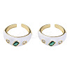 Cubic Zirconia Open Cuff Ring with Enamel RJEW-N035-128E-2