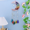 Copper Wire Wrapped Natural Mixed Stone Chips Moon Suncatcher HJEW-H065-10B-1