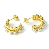 Brass Heart Stud Earrings with ABS Imitation Pearl EJEW-K267-01G-2