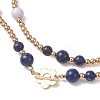 Round Natural Lapis Lazuli & Synthetic Howlite Beaded Wrap Long Necklaces NJEW-JN05907-02-6