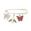 9Pcs Butterfly Alloy & Acrylic & Rhinestone Pendant Brooches JEWB-BR00185-4