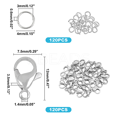 304 Stainless Steel Lobster Claw Clasps STAS-UN0006-29P-1