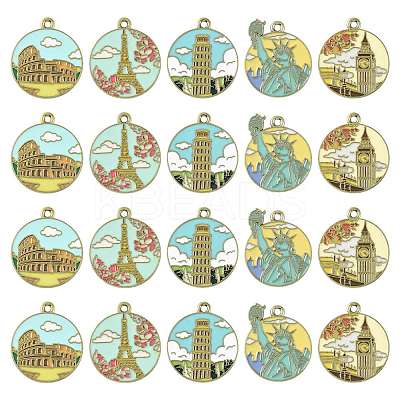 20Pcs 5 Styles Alloy Enamel Pendants ENAM-FS0004-06-1
