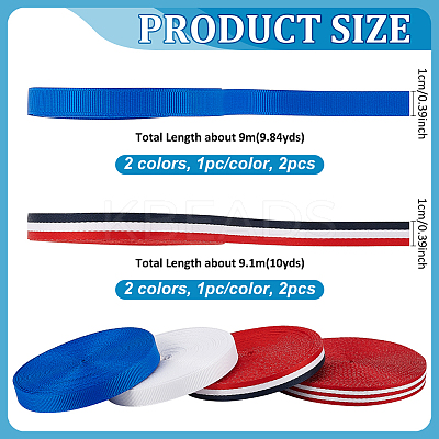 4 Styles Polyester Grosgrain Ribbon & Striped Ribbon OCOR-PH0004-64-1