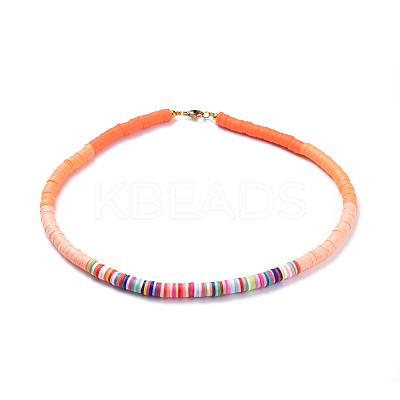 Handmade Polymer Clay Heishi Beaded Necklaces NJEW-JN02449-01-1