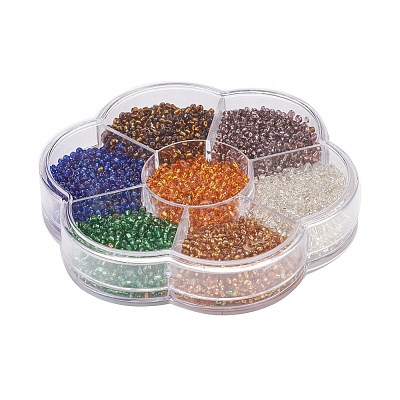 7 Colors Glass Round Seed Beads SEED-YW0001-24A-02-1