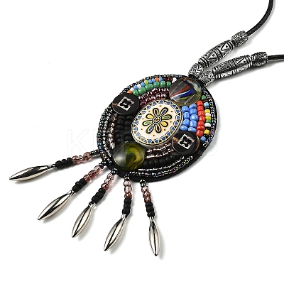 Retro Style Glass & Acrylic & CCB Beads Pendant Necklaces NJEW-Q349-02C-1