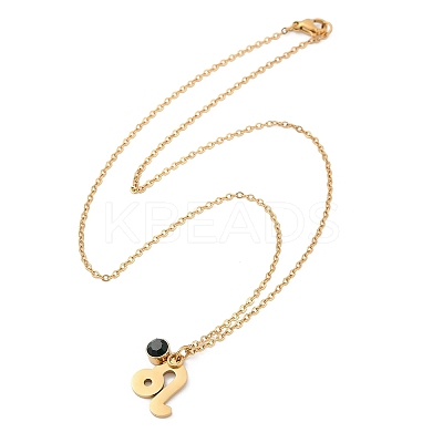 304 Stainless Steel Glass Drill Birth Stone Constellation Pendant Necklaces LS-STAS-D305-08G-E-1