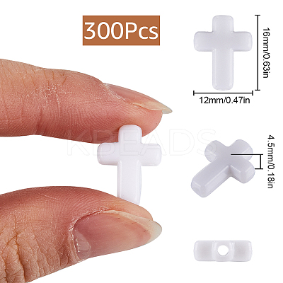 300Pcs Opaque Acrylic Beads MACR-SC0001-16B-1