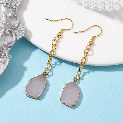 Nuggets Natural Rose Quartz Dangle Earrings EJEW-JE05683-02-1