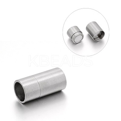 Tarnish Resistant 304 Stainless Steel Column Magnetic Clasps with Glue-in Ends STAS-E089-03C-1