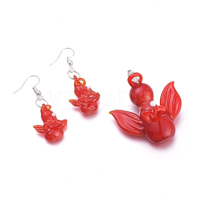 (Jewelry Parties Factory Sale)Handmade Lampwork Jewelry Sets SJEW-F215-01-P-1